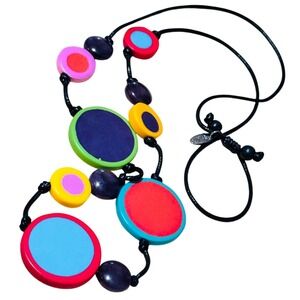 Sylca Necklace chunky colorful Rainbow colorful Statement beaded 36"L